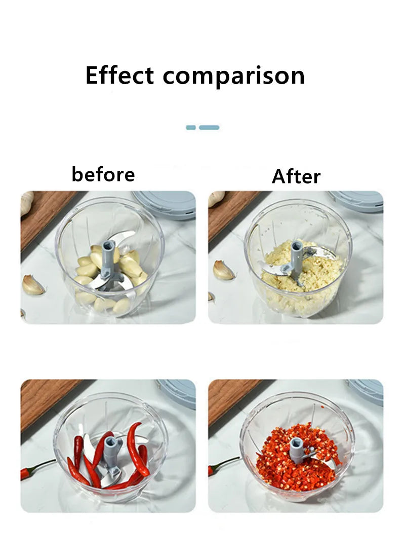 500/900ml Meat Mincer Garlic Chopper Hand Pull Press