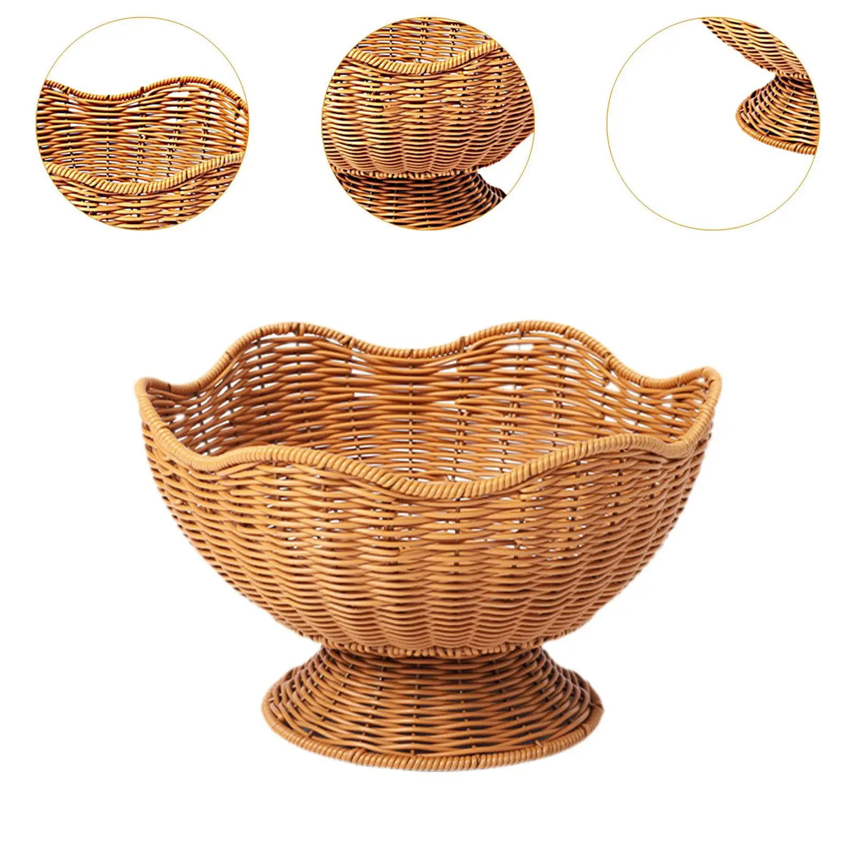 Fruit Basket Hand Rattan Woven Snack Tray Bread