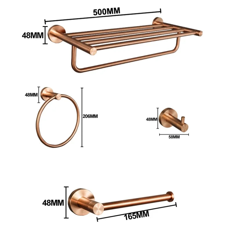 Brushed Rose Gold Stainless Steel Wall-Mounted Bathroom -Towel