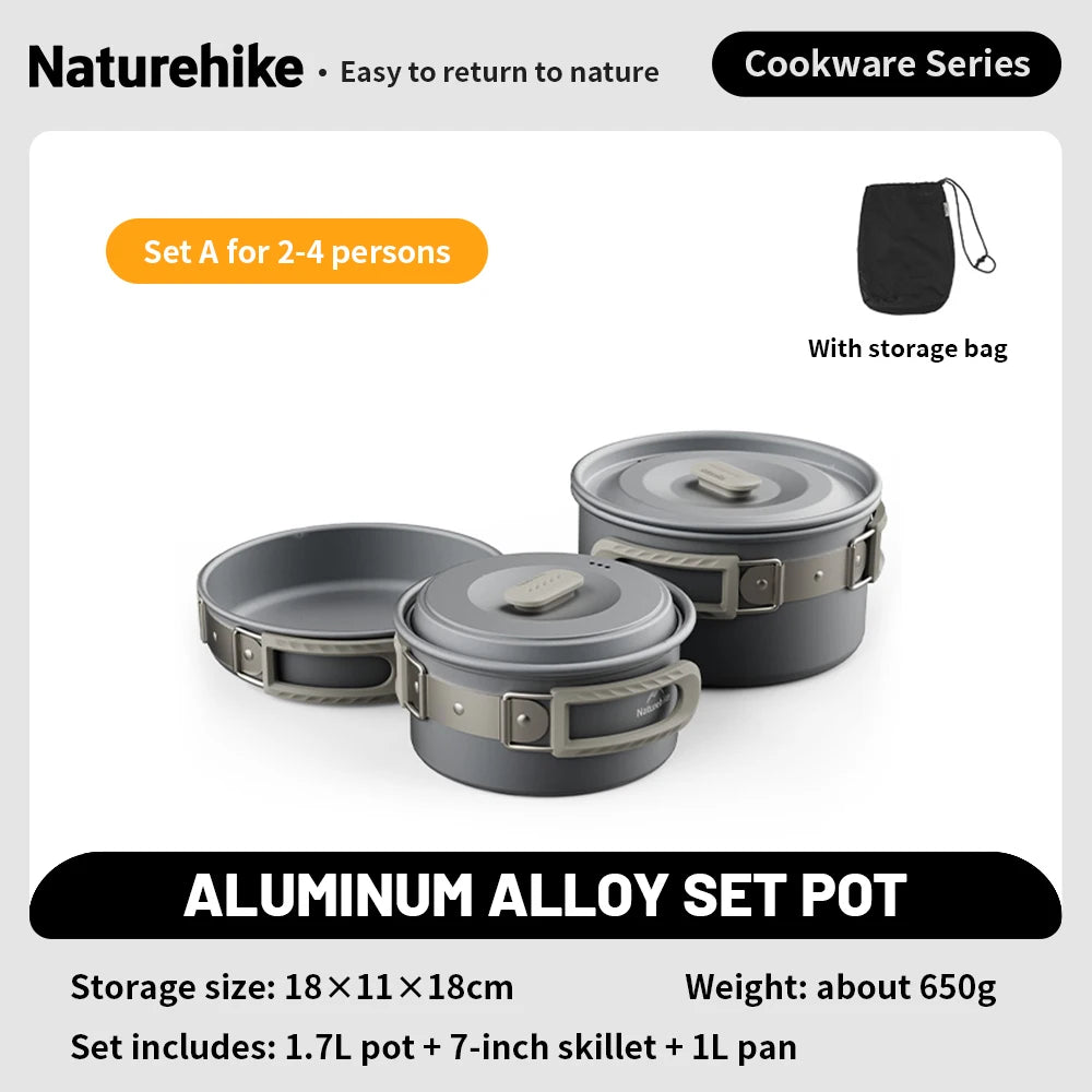 Naturehike Camping Cookware Kit Outdoor Frying Pan Kettle