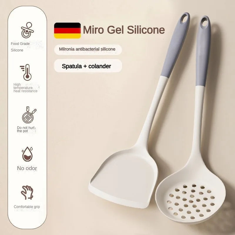 1/2/3/4set Grey White Silicone Spatula Soup Spoon Non-Stick