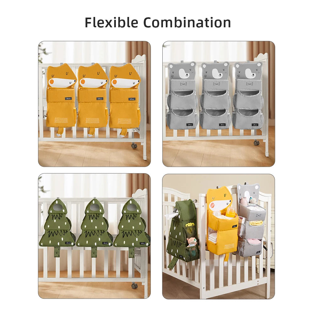 Sunveno Cartoon Baby Crib Hanging Storage Bag Multi-Functional