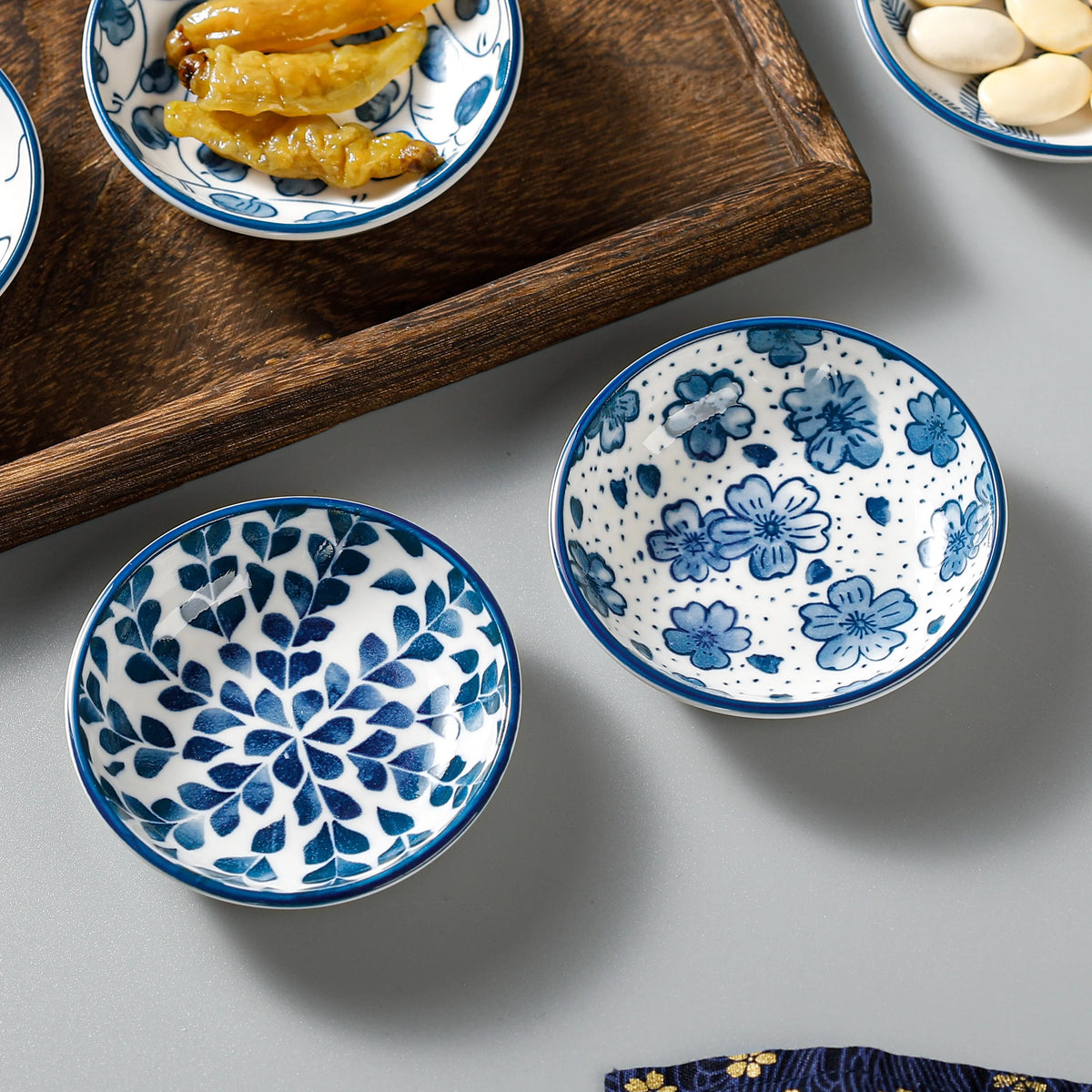 6pcs Mini Ceramic Sauce Dish Plate Retro Chinese