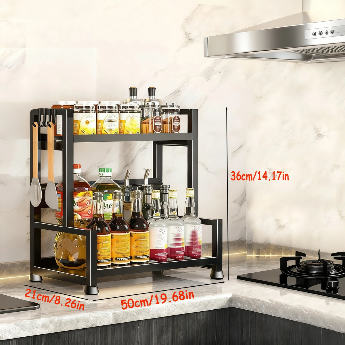 2-3 Tier Adjustable Metal Spice Rack Storage Box