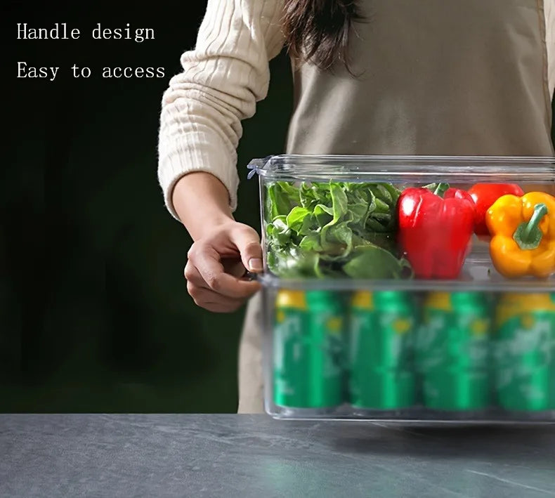 Fridge Organizer Stackable Refrigerator Organizer Bins Lids Clear
