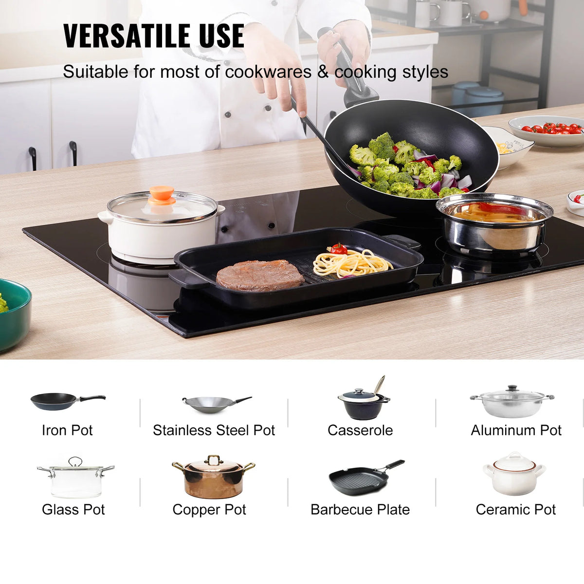 Succebuy 2/4/5 Burners Built-In Induction Stove Top 12/24/30in