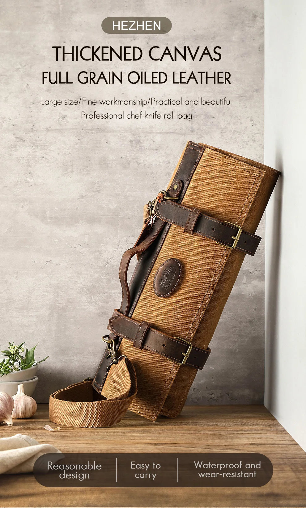Hezhen Knife Storage Bag Chef Knife Organizer Oil