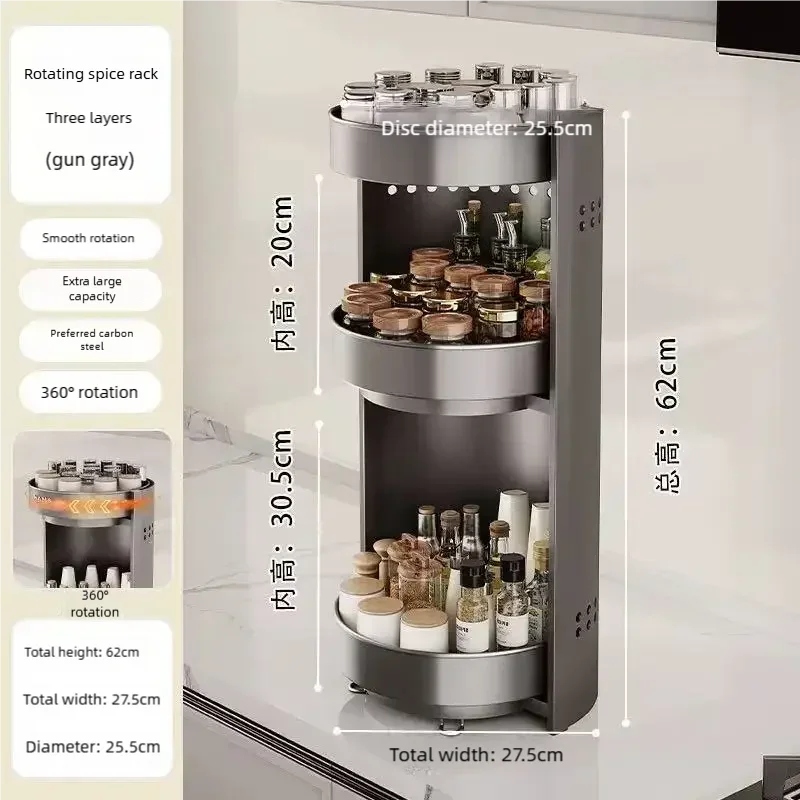 360 Rotating Corner Spice Rack 2/3 Layer Organizer