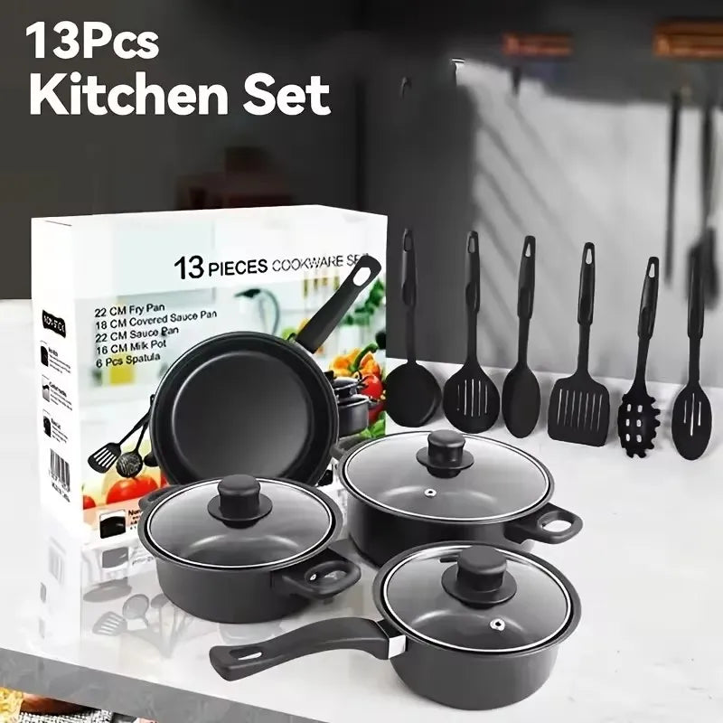 13-Piece Featuring Nonstick Induction Pots Frying Pan Cooking