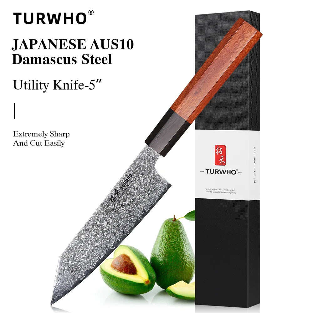 Turwho Hand Forged Japanese Chef Knife Damascus Steel