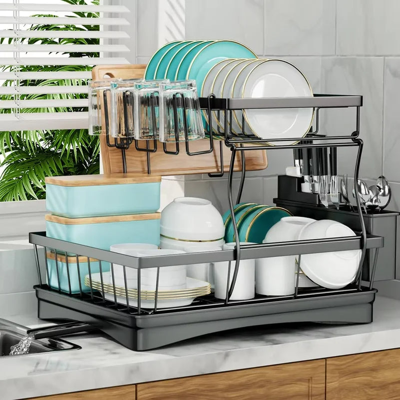 Large 2-Tier Dish Drying Rack Countertops Removable