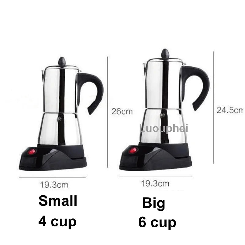 150ml/300ml Electric Coffee Maker Cups 3/6cups Stainless Steel