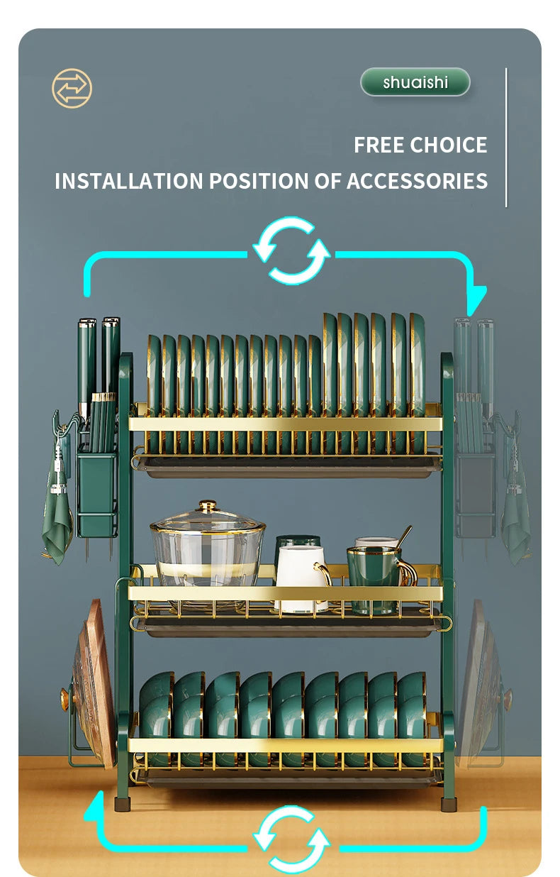 Bowl Rack Draining Dish Storage Green Dishes Storage