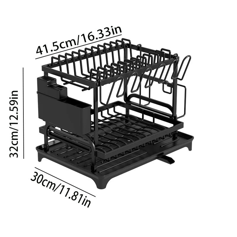 Dish Drying Rack Double-Layer Tray Storage Rack Sturdy