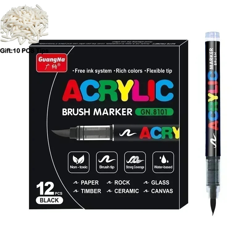 Guangna 12-360 Colors Acrylic Paint Pens Pencil Brush
