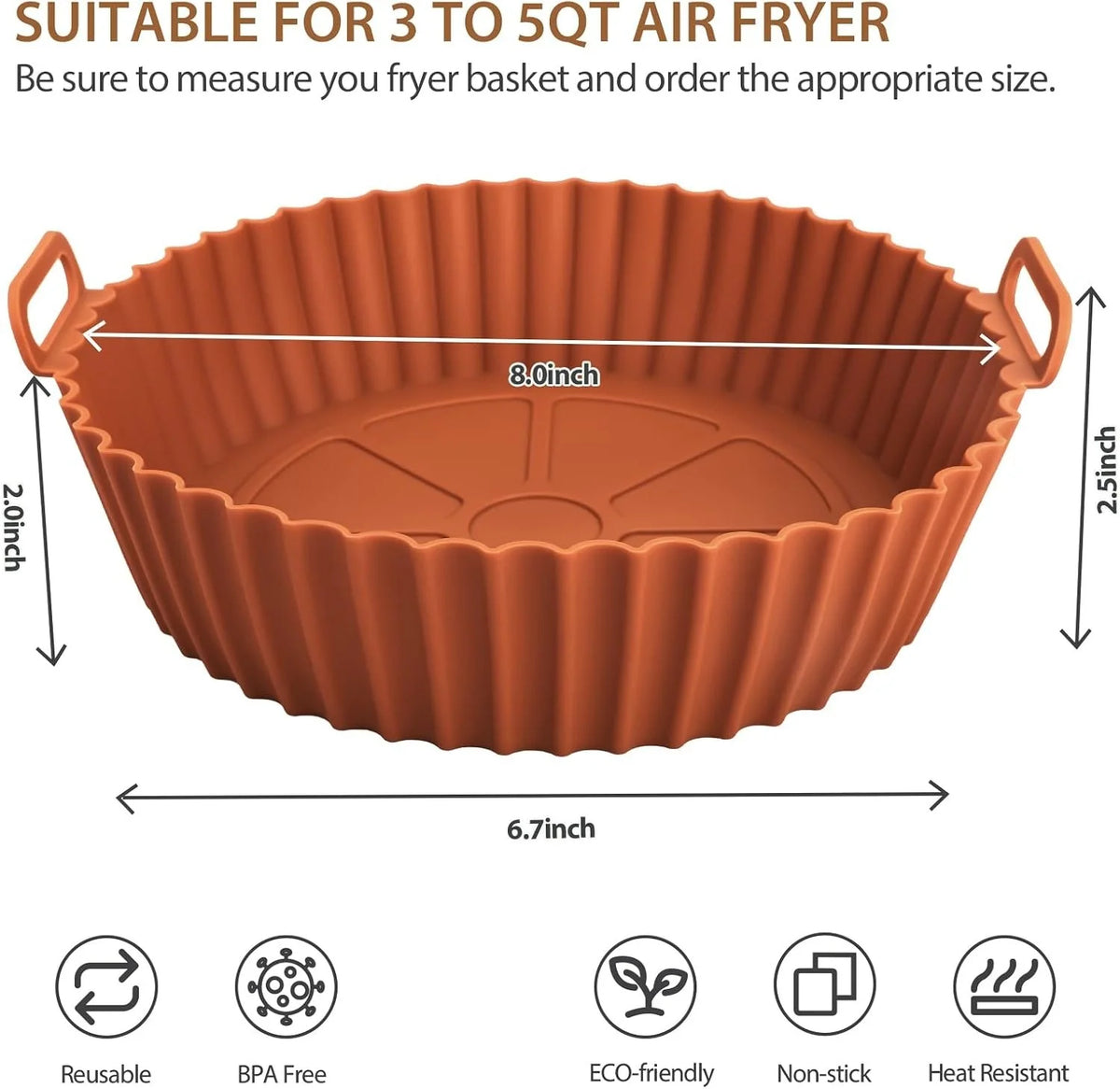 1pc Air Fryer Silicone Baking Tray Mat Circular