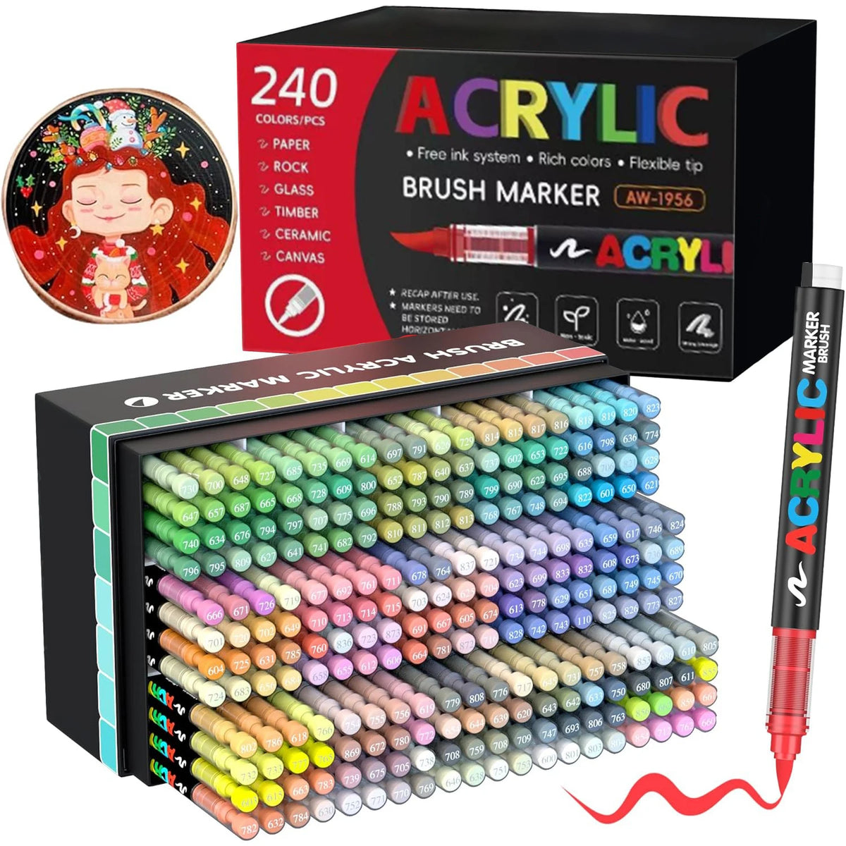 12-366 Colors Acrylic Painting Marker Waterproof Acrylic Brush