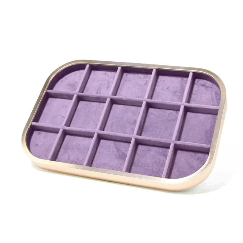 High-Grade Metal Frame Velvet Jewelry Display Tray Purple