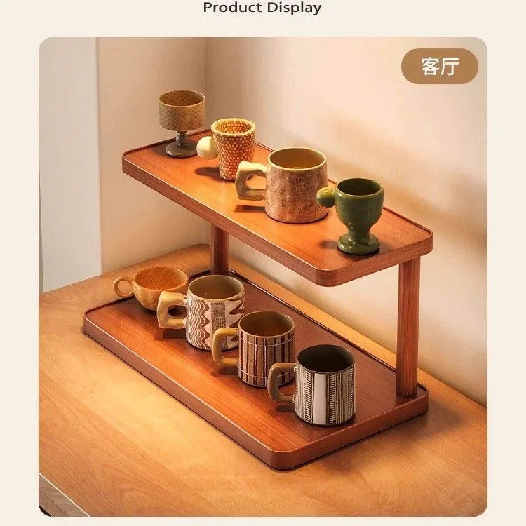2-Tier Wooden Countertop Storage Shelf Multilayer Desktop