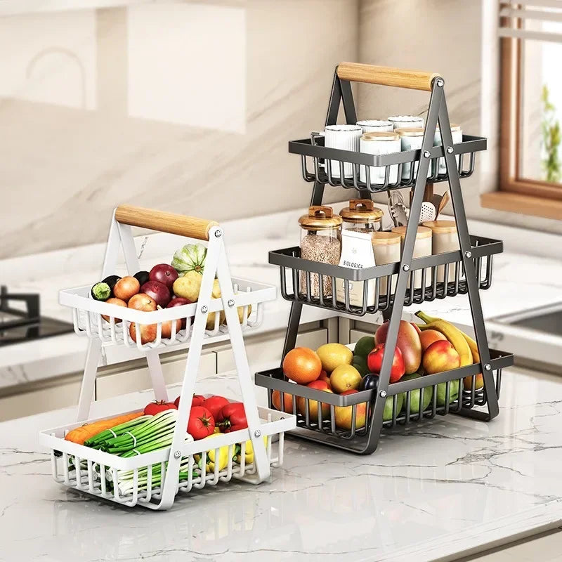2/3 Tiers Countertop Fruit Basket Fruit Bowl Basket