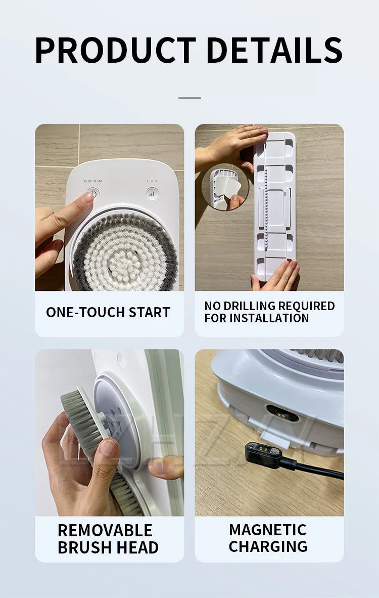 Electric Body Brush Back Scrubber Wall-Mounted Body Brush