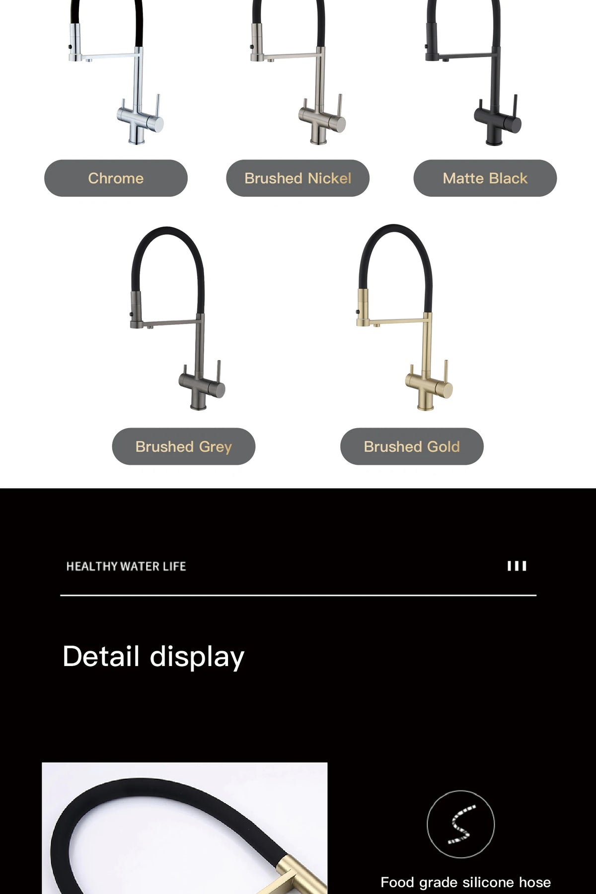 Modern Brushed Gold Brass Faucet Water Filtration Design