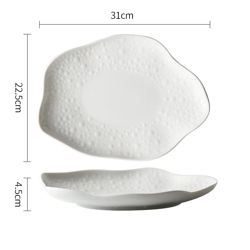Ceramic Cooking Dishes Pasta Steak Plates Irregular Shape