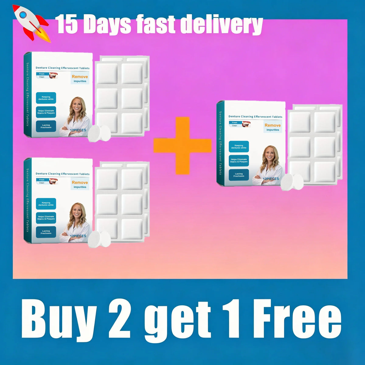 12 Pieces Cleaning Tablets Kit Effervescent Soak Case