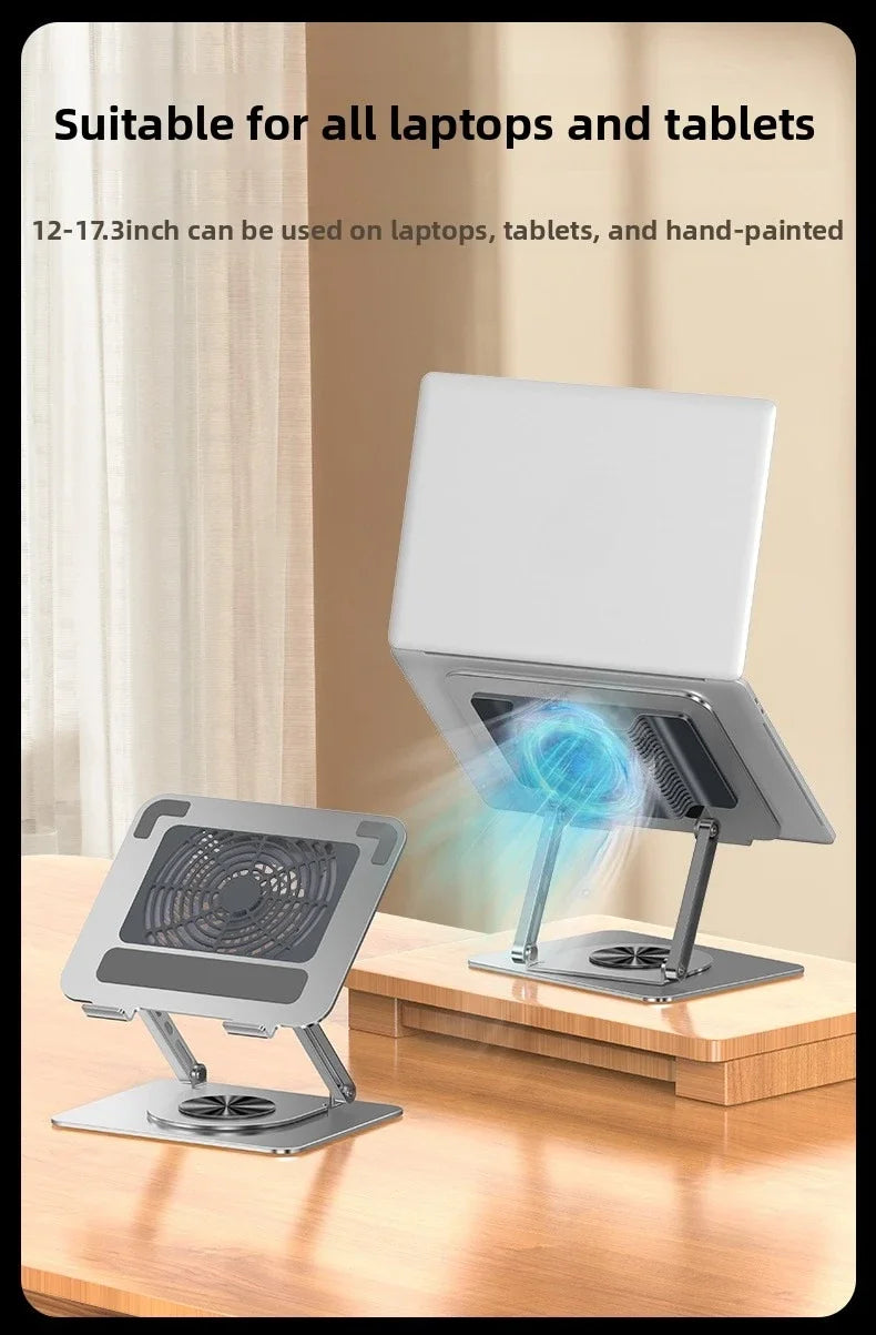 Rotating Laptop Cooling Rack Fan Elevated Cooling Base