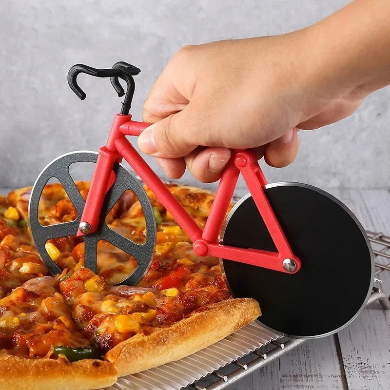 Bicycle-Shaped Pizza Cutter Stainless Steel Cutting Wheel Fun