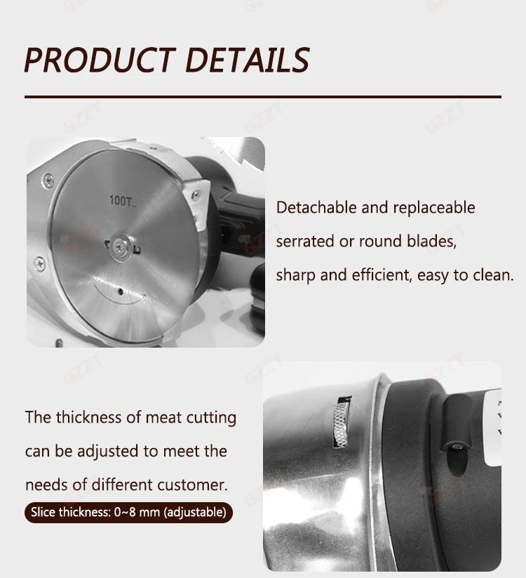 Gzzt Cordless Meat Slicer Battery-Charged Handheld Roast Meat