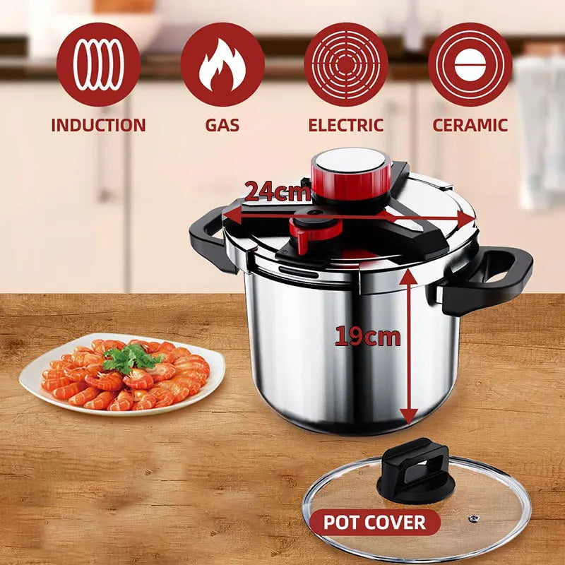 5/7l Stainless Steel Pressure Cooker Glass Lid Explosion