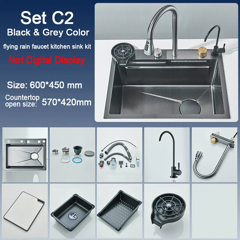 Stainless Steel Sink Faucet 75 45cm Large Bowl