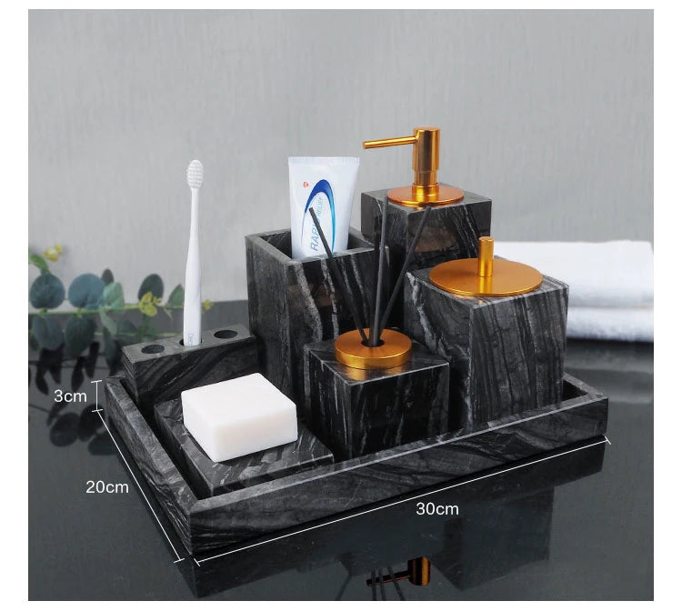 Black Natural Marble Stone Bathroom Luxury Toothbrush Holder
