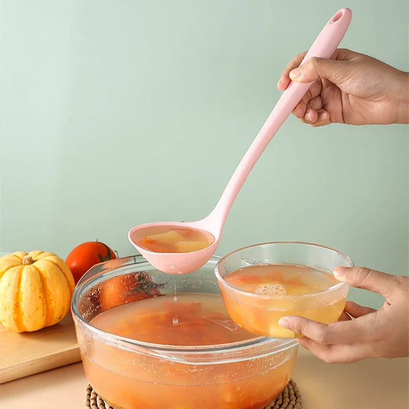 1pc Long Handle Silicone Soup Spoon Ramen Noodles