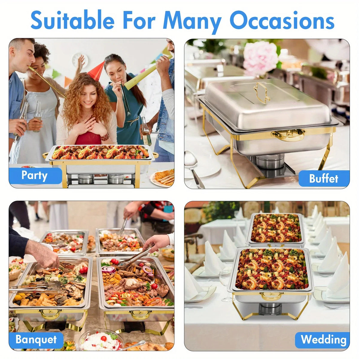 Pack 8qt Chafing Dish Buffet Stainless Steel Food