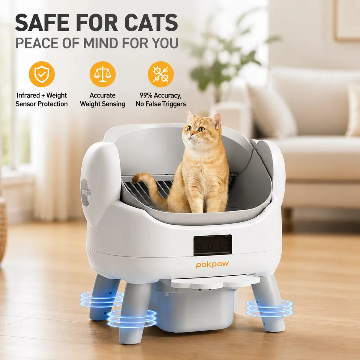 Pokpaw Automatic Cat Litter Box Self Cleaning Smart