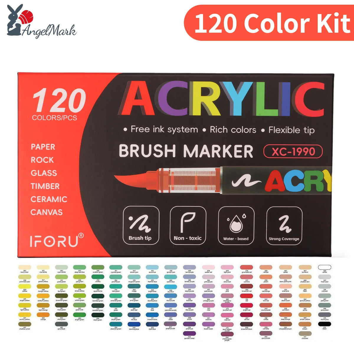 12-168 Colors Acrylic Paint Pen Marker Brush Tip