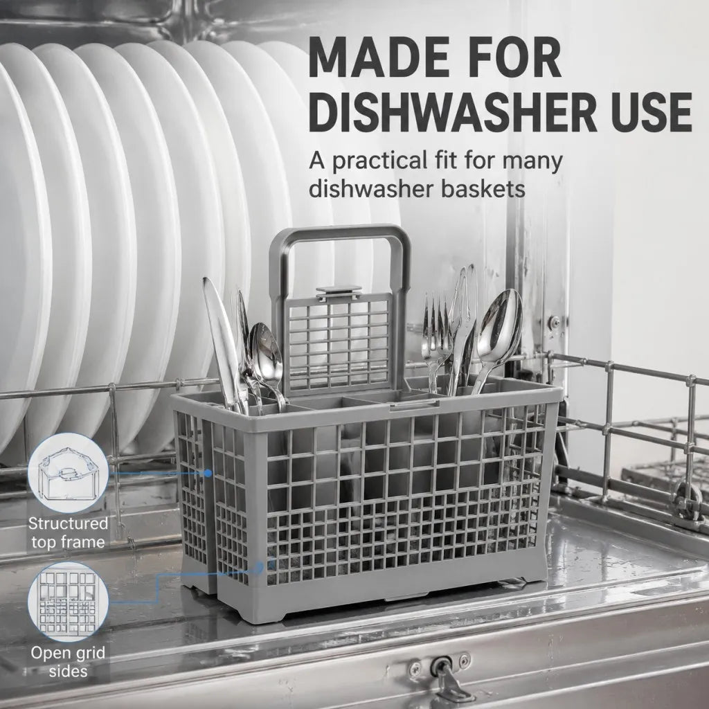 Dishwasher Cutlery Basket Handle Utensil Storage Organizer