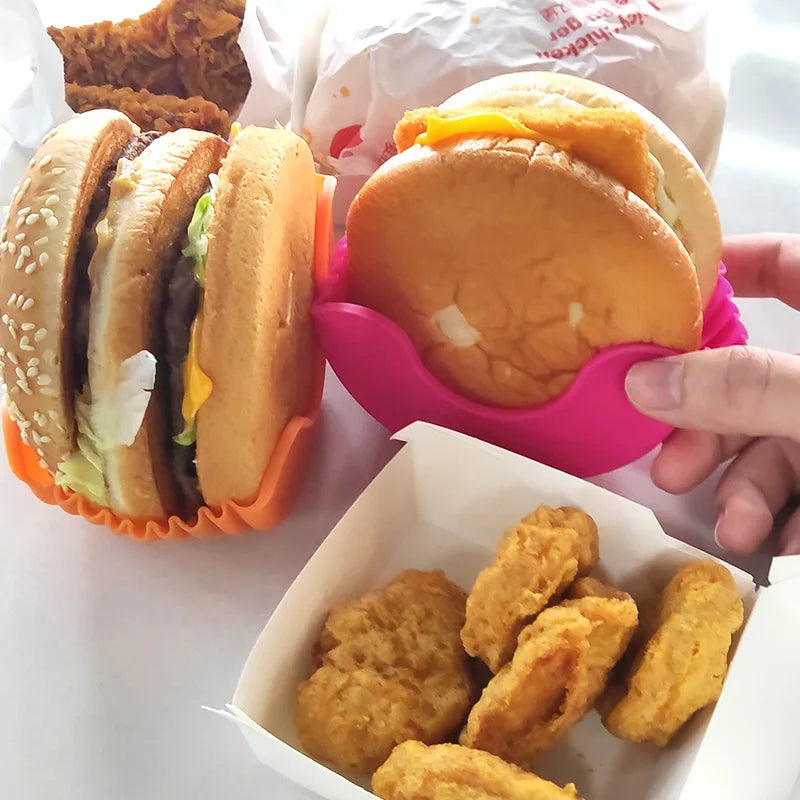 Reusable Burger Rack Useful Silicone Frame Burger Holder