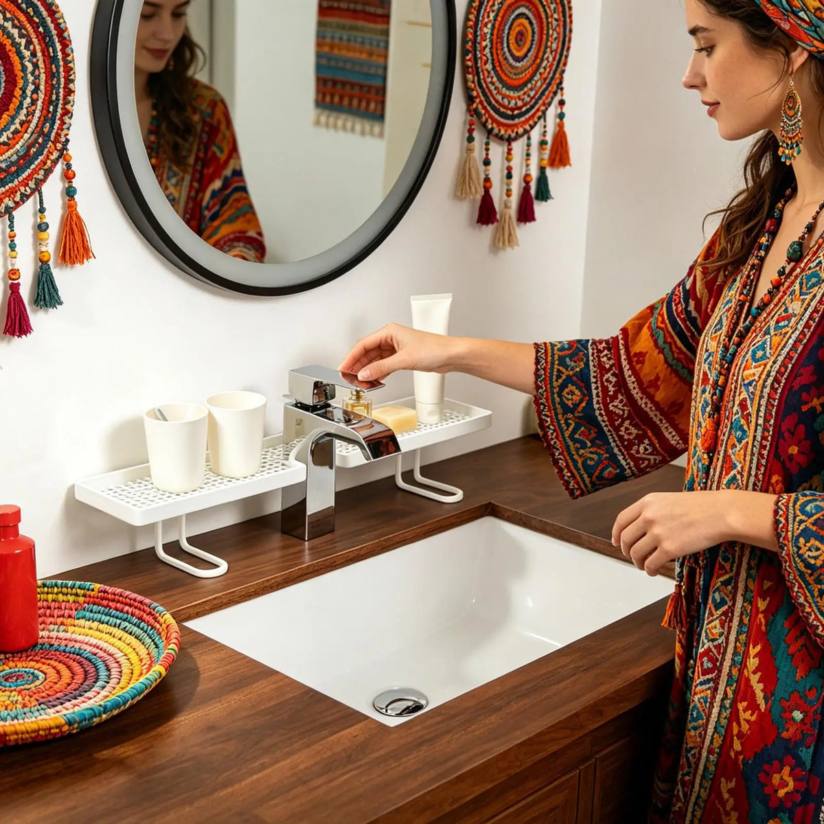 Sink Organizer Bathroom No Drilling Floating Easy Drainage