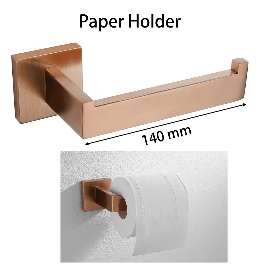 Brushed Rose Gold Bathroom Hardware Square Bath Toilet