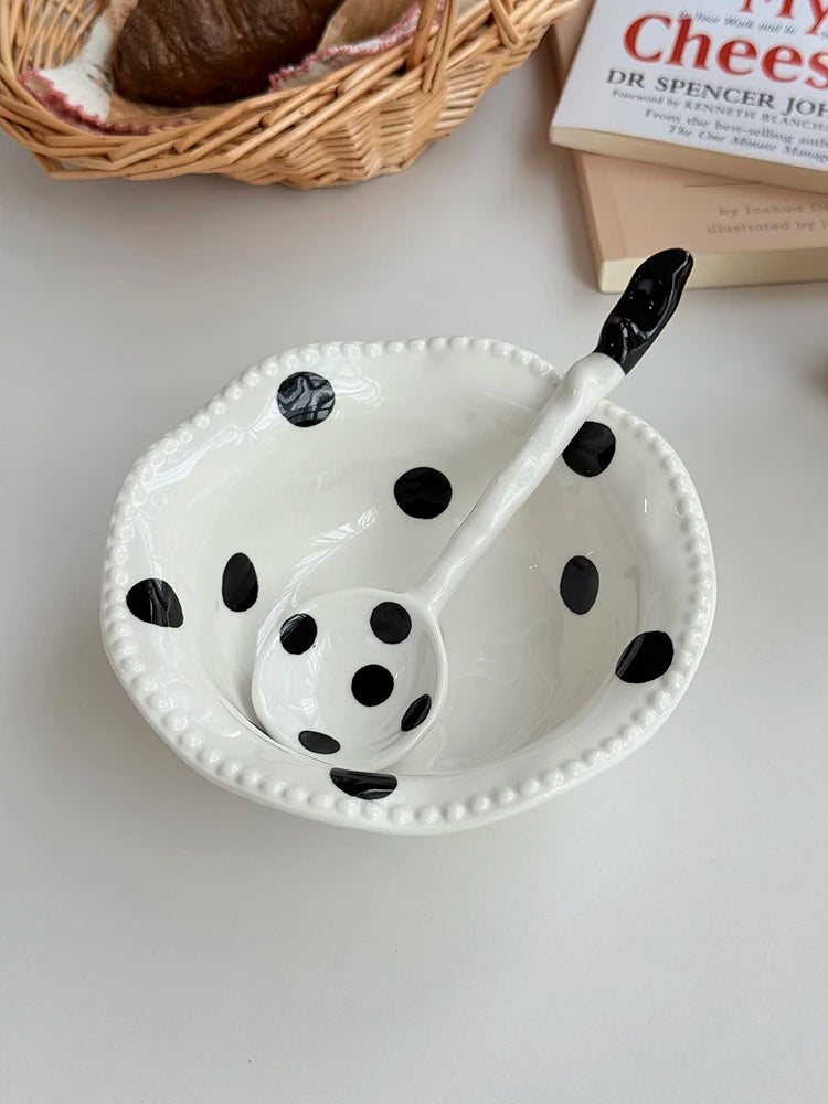 Hebden Style Creative Irregular Ceramic Diningware Black White