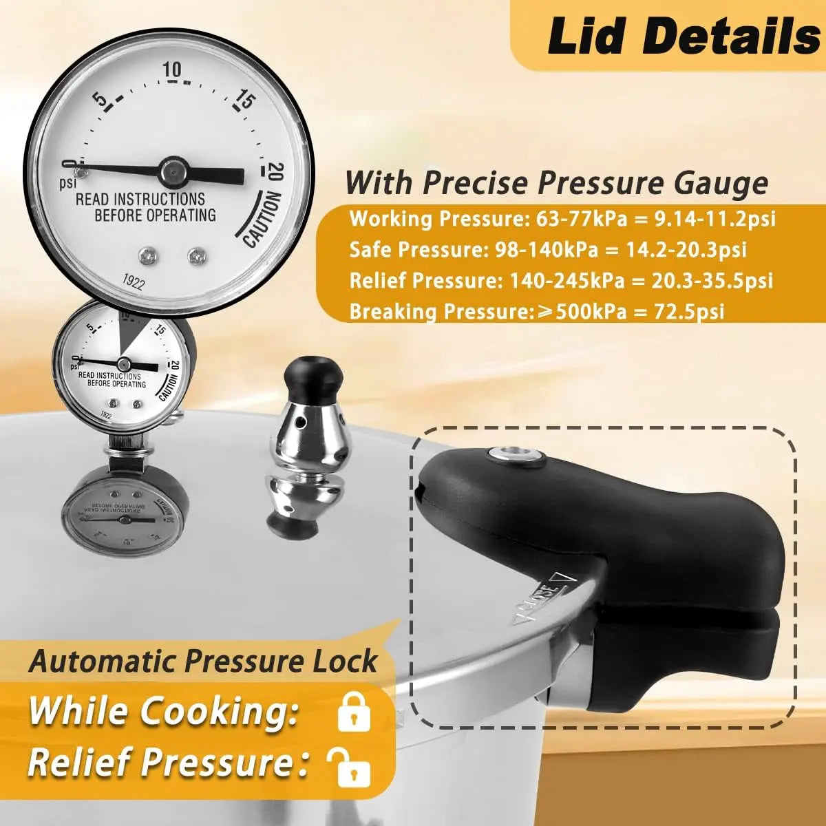23qt Aluminum Pressure Cooker & Canner 105kpa Induction
