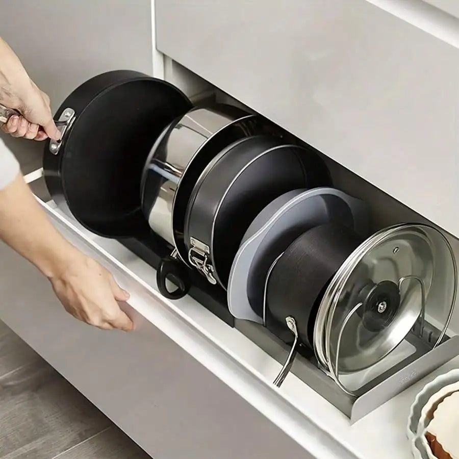Expandable Pans Organizer Rack Cabinet Pan Rack Drawer