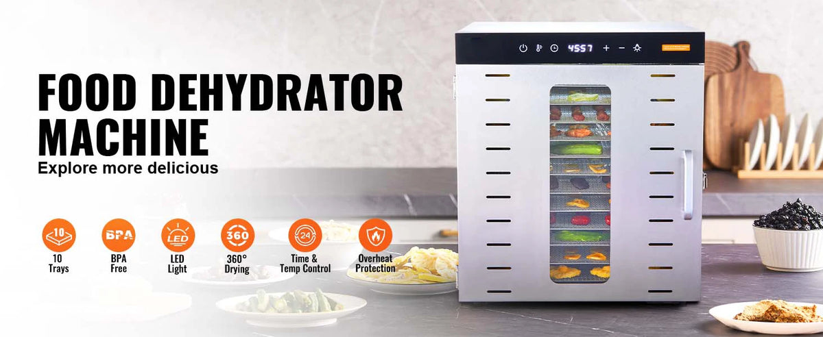 Succebuy Food Dehydrator Machine 10 Stainless Steel Trays