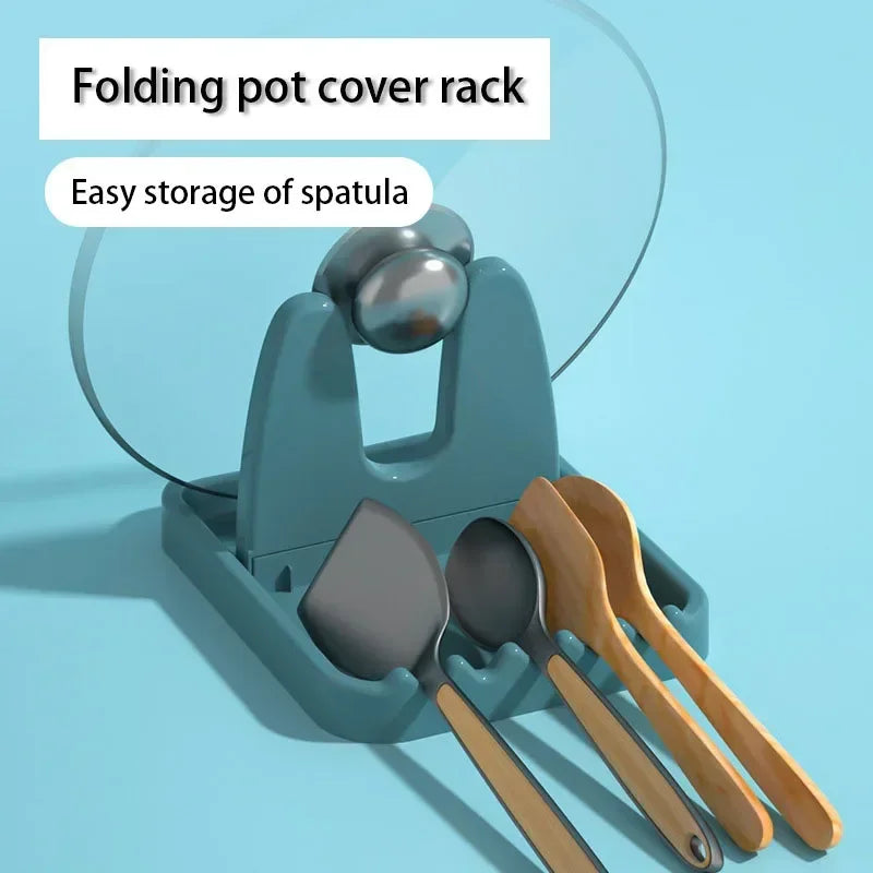 1pc Foldable Pot Lid Rack Stand Organizer Plastic