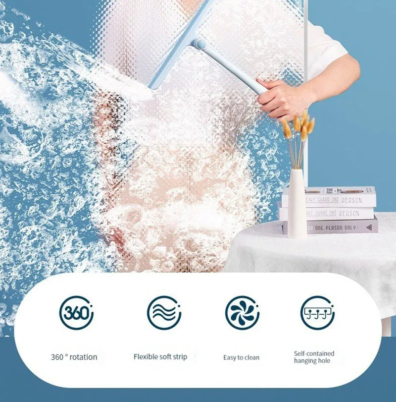 360 Degree Rotatable Shower Squeegee Glass Wiper Scraper