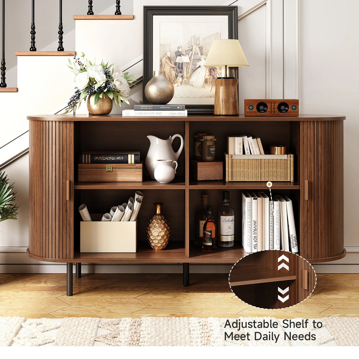 55 Sideboard Buffet Cabinet Storage Cabinet Adjustable Shelf