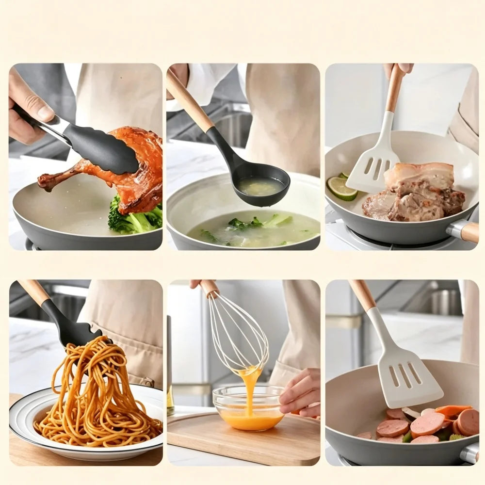 12pcs Food Grade Silicone Utensils Heat Resistant Non-Stick